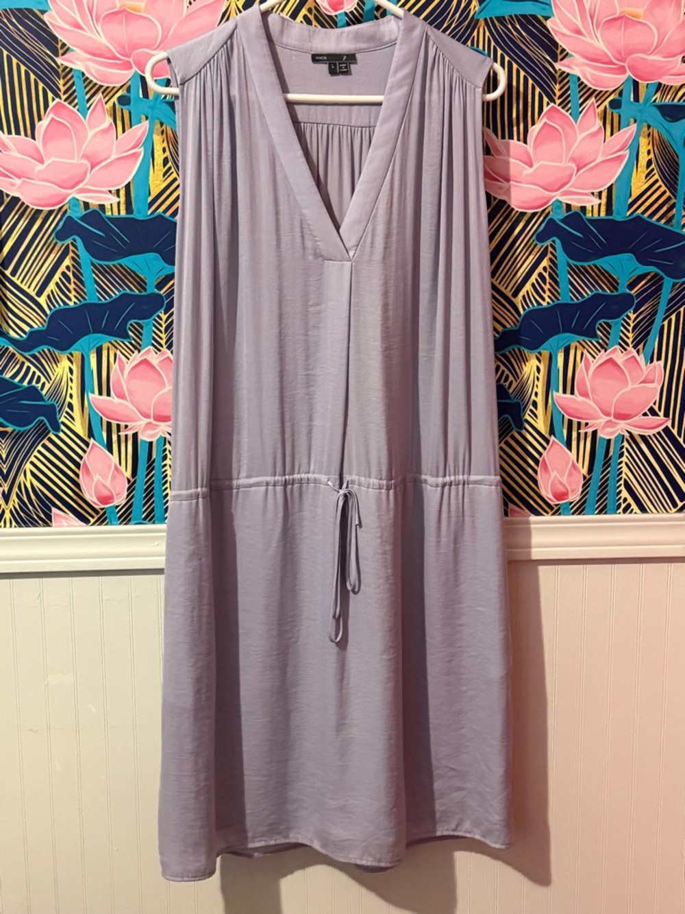 Vince Lavender Sleeveless V-Neck Drawstring Midi tunic/Dress